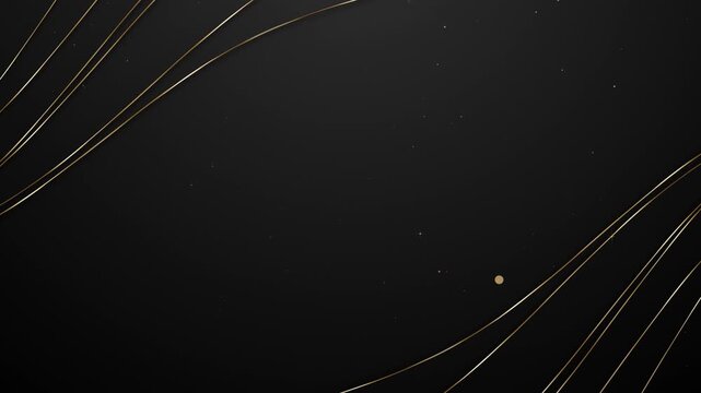 Luxury Black with Curved Golden Lines and Glittering Dust Particles Gold Awards Trailer Titles Cinematic Openers Intro Luxury Background Loop