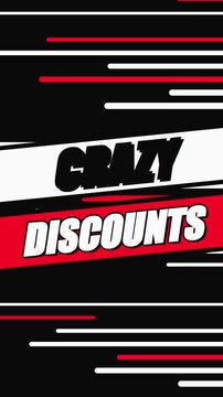 Pop art flash sale vertical banner with crazy discount typography