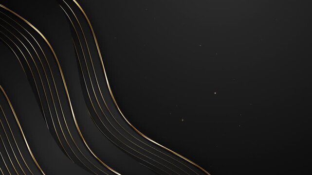 Wave with Flowing Dynamic Lines and Star Particles Gold Awards Trailer Titles Cinematic Openers Intro Luxury Background Loop