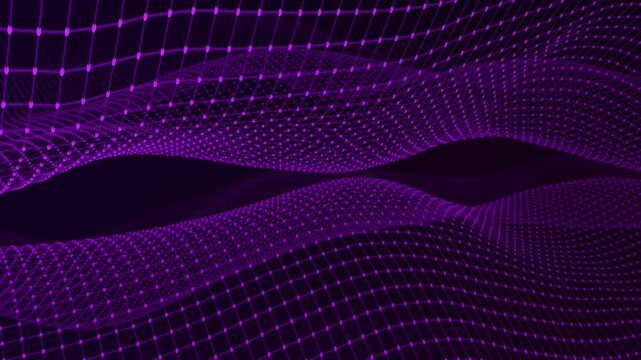 Purple wave curve background design. Abstract soft wave dynamic flowing. Dark abstract background with wavy purple pattern, digital texture with flowing dots. Beautiful abstract wave technology