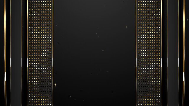 Luxury Stage Frame with Perforated Gold Dot Panels and Shimmering Dust Awards Trailer Titles Cinematic Openers Intro Background Loop