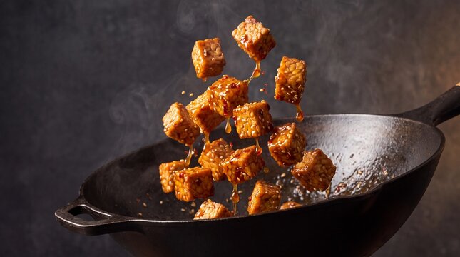 Crispy Indonesian Tempeh Tossed with Glossy Spiced Glaze