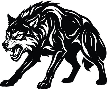 Aggressive wolf mascot logo design