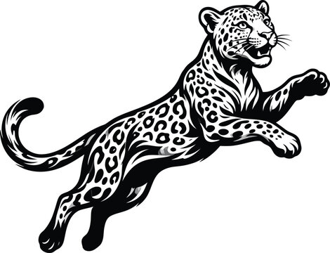 Leaping leopard mascot illustration