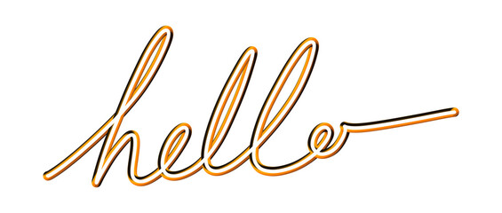 Elegant golden hello word typography with a smooth metallic outline effect, isolated on transparent background for friendly greeting designs, social media graphics, and modern digital communication. © Vivek