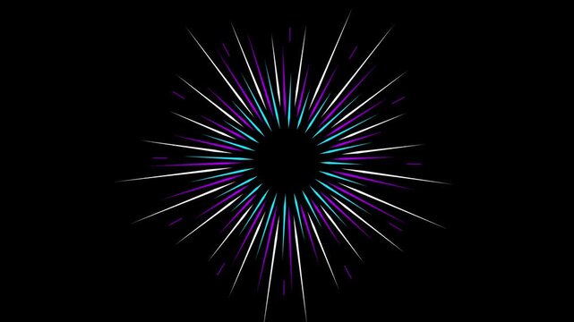 Set of Four Colorful 2D Animated Explosive Firework Bursts