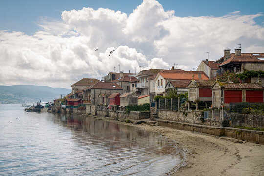 Combarro, Galicia, Spain; houses on the shore of the seaside. 