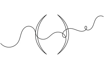 Obraz premium Modern parentheses bracket sign continuous one line art single drawing on white background minimalist monoline presentation of text formatting design and editing purpose symbol vector illustration