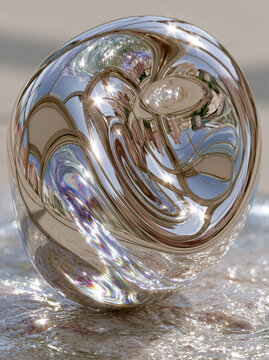 Macro Photo warped reflection polished concave surface