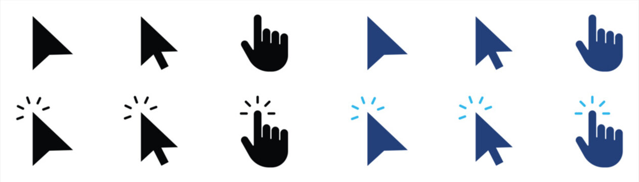 cursor icon set. featuring arrow and hand pointer, computer cursor