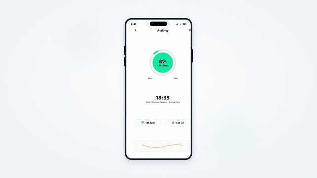 Wearable fitness tracker app interface on a mobile phone. 4K Video