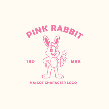 mascote pink rabbit vintage character