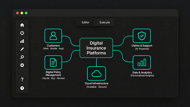 Digital Insurance Platform Dashboard Interface with Policy Management and AI Powered Claims Support for Insurance Providers
