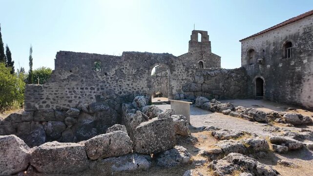 Ancient Greek Ruins of Necromanteion of Acheron near village of Mesopotamos, Epirus, Greece