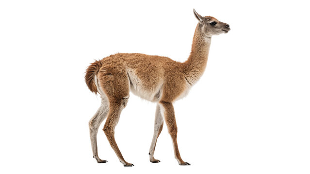 Wild vicuna or guanaco mammal standing sideways safari isolated on transparent background