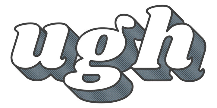 Ugh word png retro typography