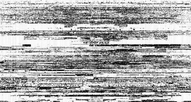 Abstract black and white digital TV glitch noise texture background with static screen lines