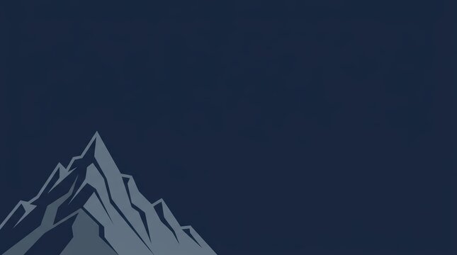 Stylized mountain peak illustration on dark blue background.