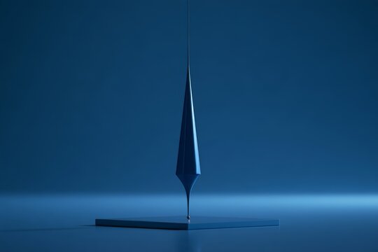 Sharp Blue Abstract Sculpture on a Minimal Stage
