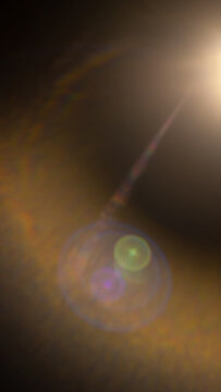 Sun flare on the black background