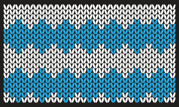 Blue knitted zigzag wave Fair Isle sweater vector pattern background for winter Christmas cozy wool textiles