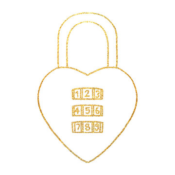 lock padlock heart gold glitter