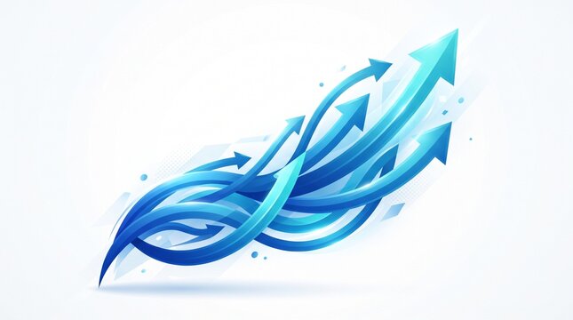 Abstract dynamic curved vector arrows with vibrant gradient flow