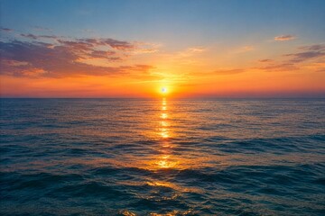 Obraz premium Cinematic Ocean Sunset with Golden Reflection Across Calm Sea