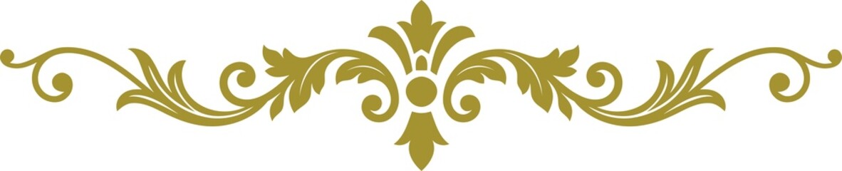 Luxury Golden Scroll Floral Header PNG © artKULO