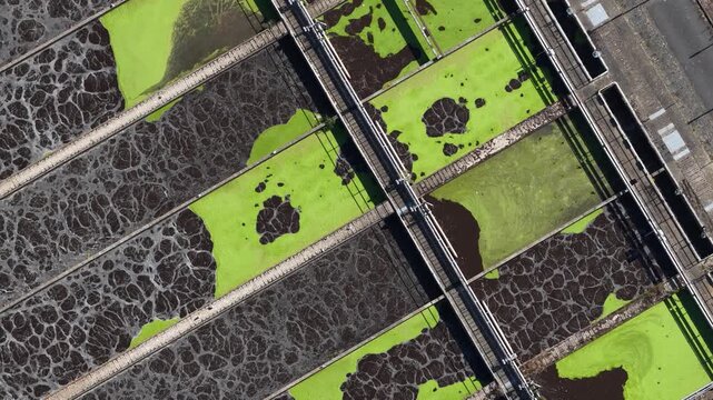 Aerial View of Beddington Sewage Treatment Works in South London, UK