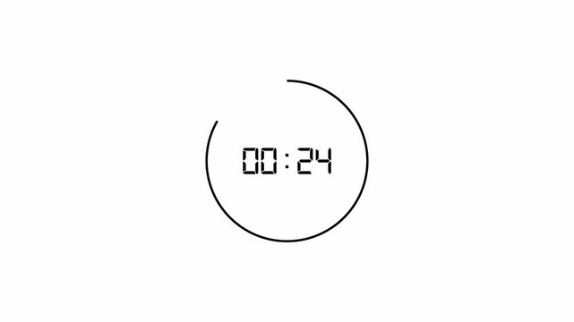30 second countdown timer animation with alpha channel, thirty second countdown timer on transparent background, 30 second to 0 second circular countdown 4k animation, countdown video