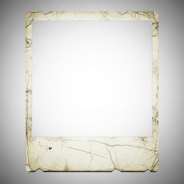 Vintage distressed polaroid frame with textured paper background.
