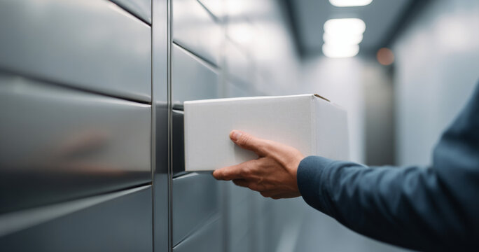 Person placing package in parcel locker