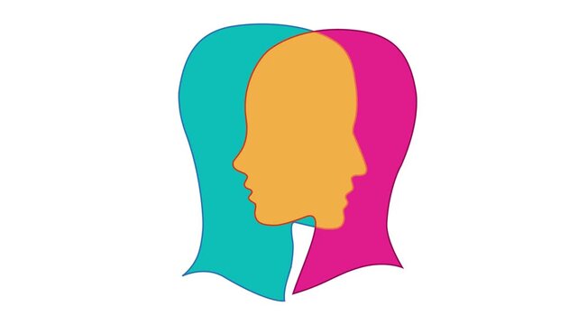 Empathy concept. Two overlapping head profiles,