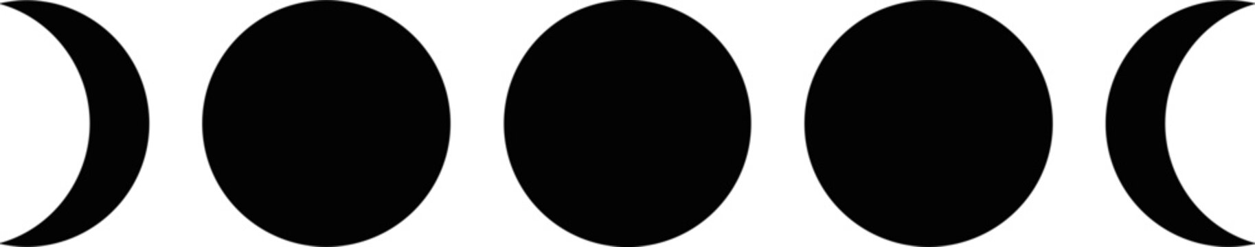 Triple moon goddess symbol icon representing waxing, full, and waning moon phases