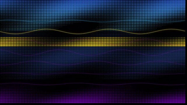 Abstract Blue Yellow Purple Nebula Swirls with Glowing Lines in Dark Space