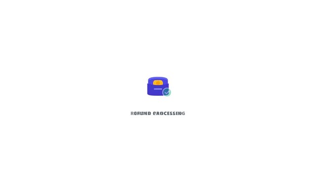 A seamless loop showing an order cancellation transforming into a refund process, styled in 2D flat vector with solid colors.