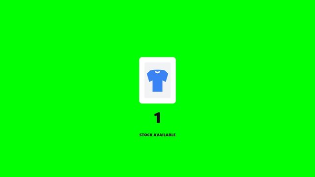 A 4K professional 2D flat vector motion graphic loop demonstrating a stock countdown from 3 to 0, followed by product unavailability and an out-of-stock alert.