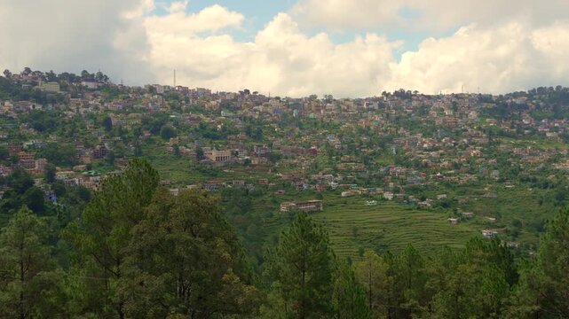 Panoramic View of Almora Town on Himalayan Hills, Uttarakhand - India