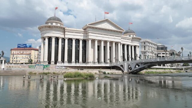 Skopje, North Macedonia - August 06, 2025: Archaeological Museum of the Republic of Macedonia in the city center of Skopje. North Macedonia 