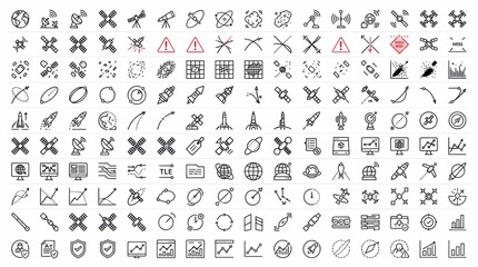 Fototapeta premium Set of space, satellite, and rocket icons