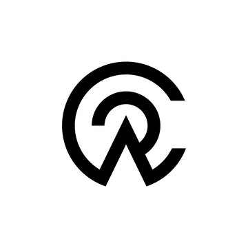 Circular geometric monogram logo design with arrow concept isolated on white background