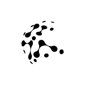 Abstract metaballs molecule network icon isolated on white background