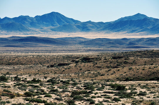 African landscape, desert and mountains.