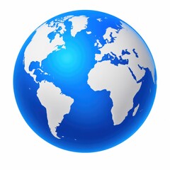 Obraz premium Realistic blue earth globe showing continents for international commerce.