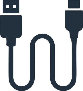 USB cable icon representing data transfer and electronic device power connectivity for professional design