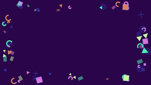 Abstract Geometric Shapes Floating and Rotating in Dark Purple Background Animation