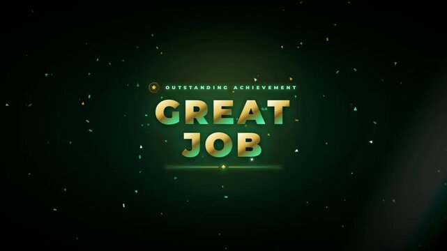 Great Job Outstanding Achievement Text Animation with Gold Confetti