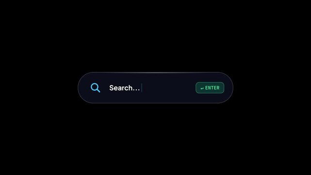 Animated search bar ui elements set on transparent background