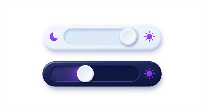 Dark and light mode slider toggles with moon and sun symbols.